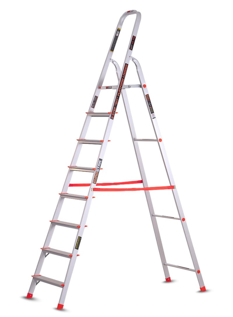 EUROSTAR Lightweight & Strong 8-Step Ladder for Home with Anti-Slip Shoes Aluminium Ladder (With Platform) - Image 1